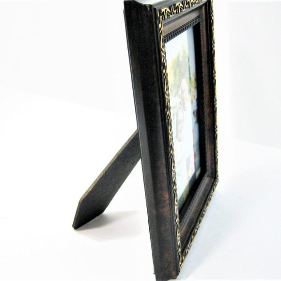 Ornate Cherry Wood Gold Embossed Photo Frame Picture Holder for 4x6 photo- new - Picture 2 of 5